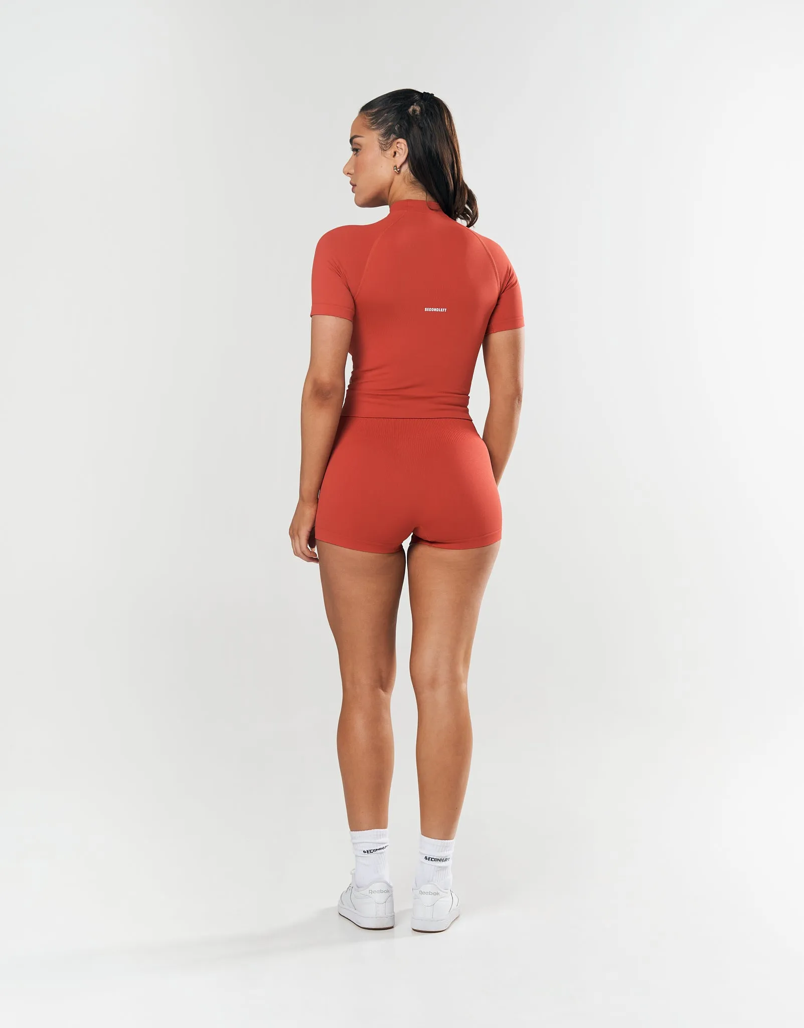 Seamless High Neck Tee - Red