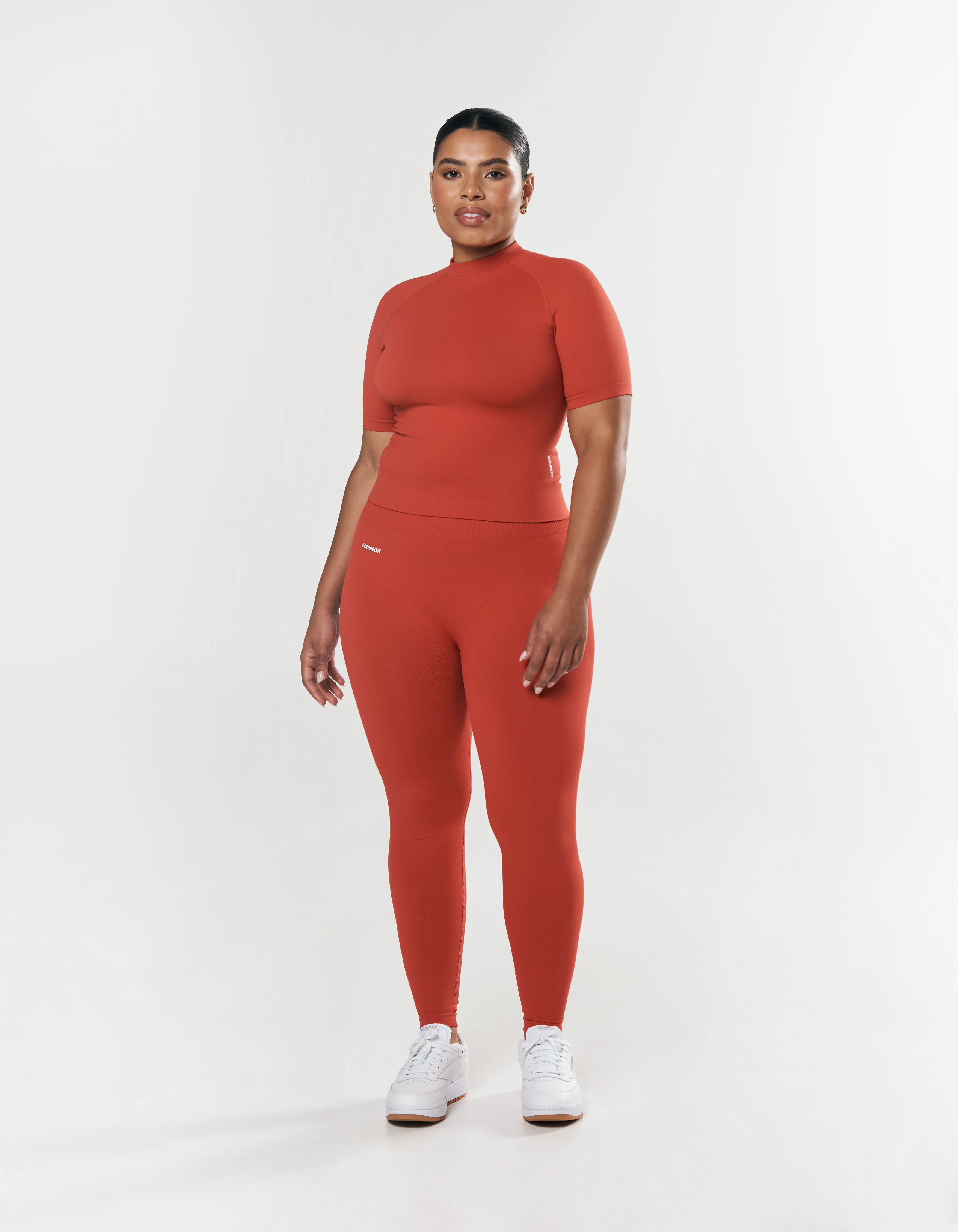 Seamless High Neck Tee - Red