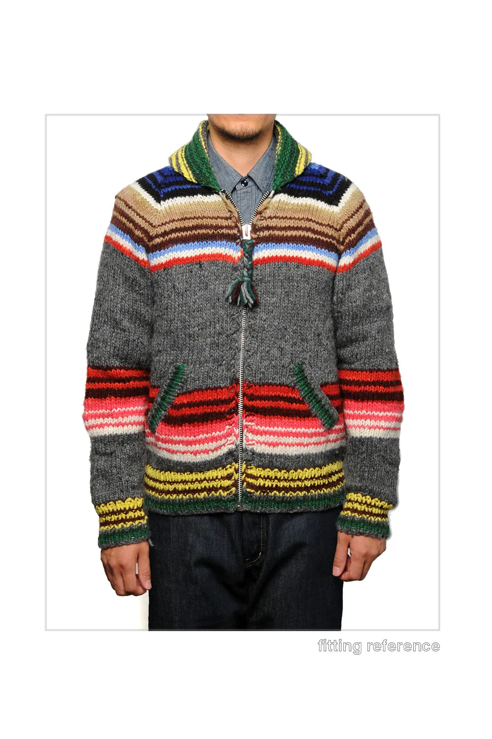 Serape Zipper Cardigan - Red