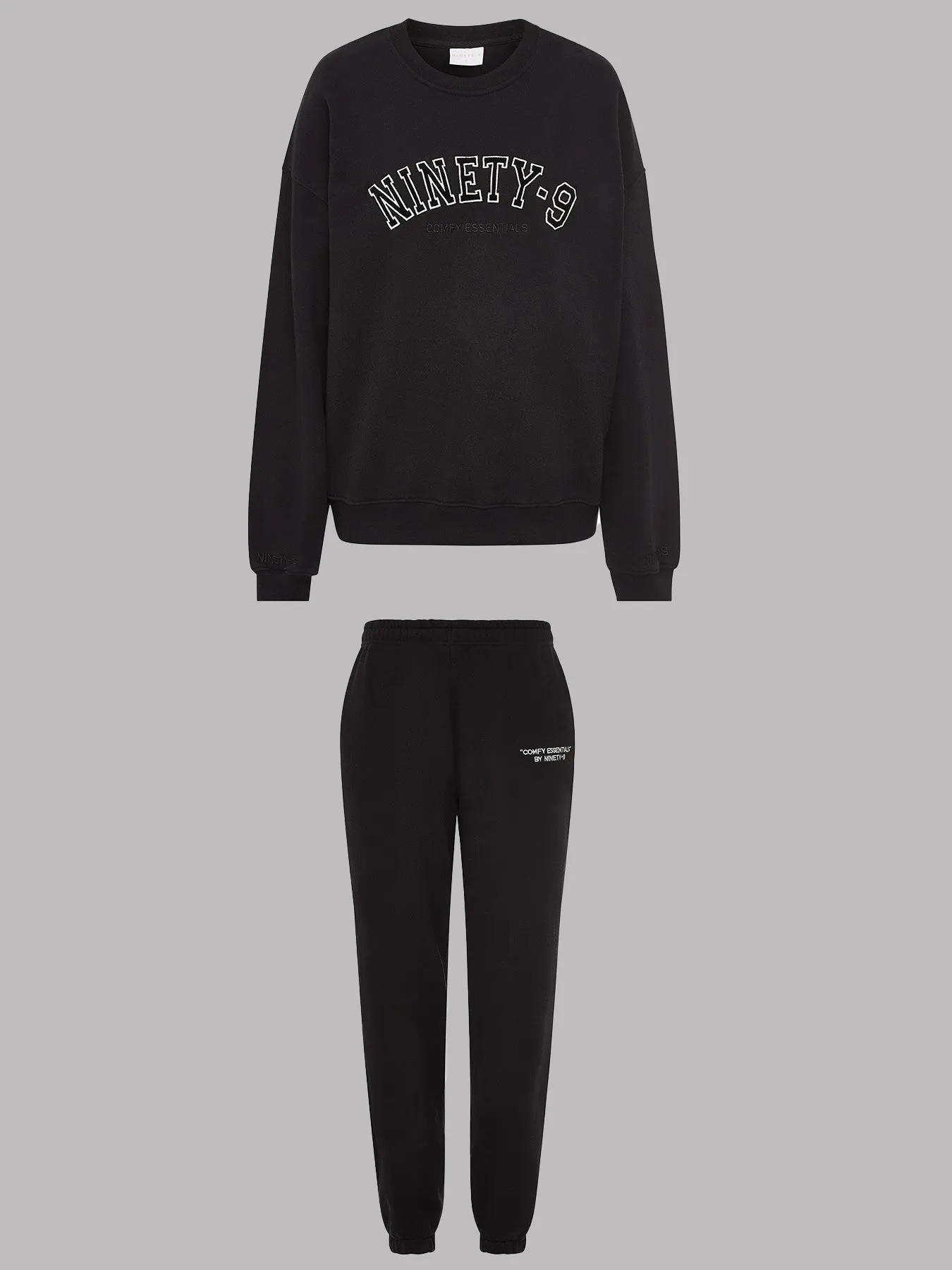SET - ESSENTIALS - COLLEGE SWEATER AND SWEATPANTS • BLACK