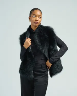 shearling and hand knit gilet