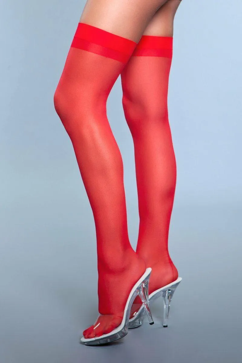 Sheer Back Seam Thigh Highs