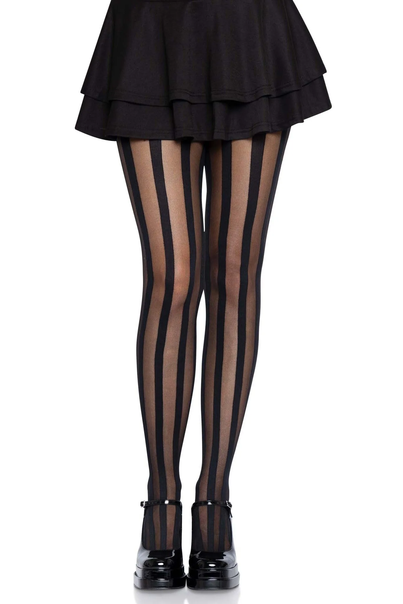 Sheer Pantyhose With Opaque Vertical Stripes