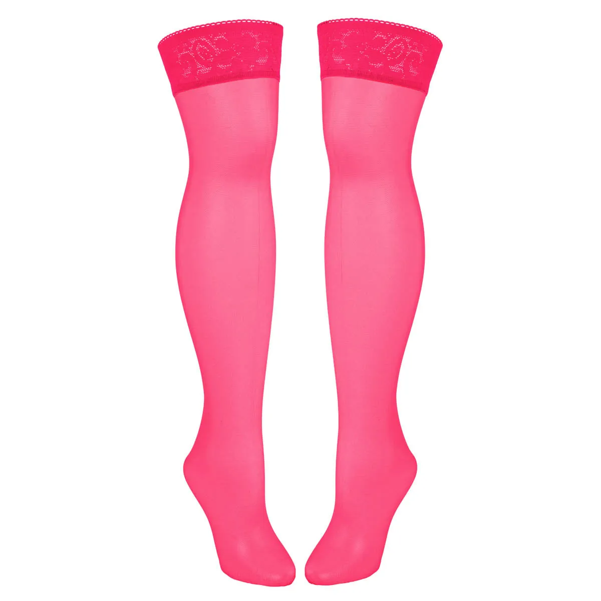 Sheerly Mesh Stay Up Stockings in Hot Pink