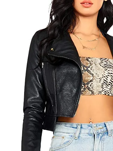 SheIn Zipper Front PU Leather Cropped Jacket