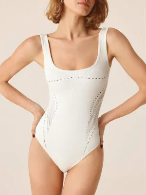 Sleek Hollow-Out Sleeveless Bodysuit – Stylish & Breathable Activewear