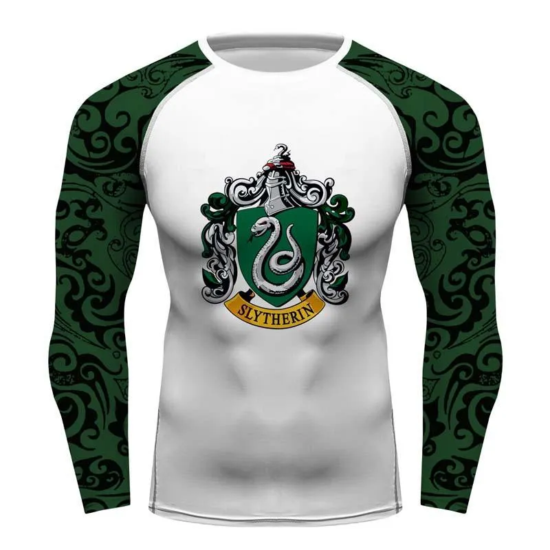 Slytherin Harry Potter Full Printing long Sleeve T-shirt Gym Sport Compression Shirt