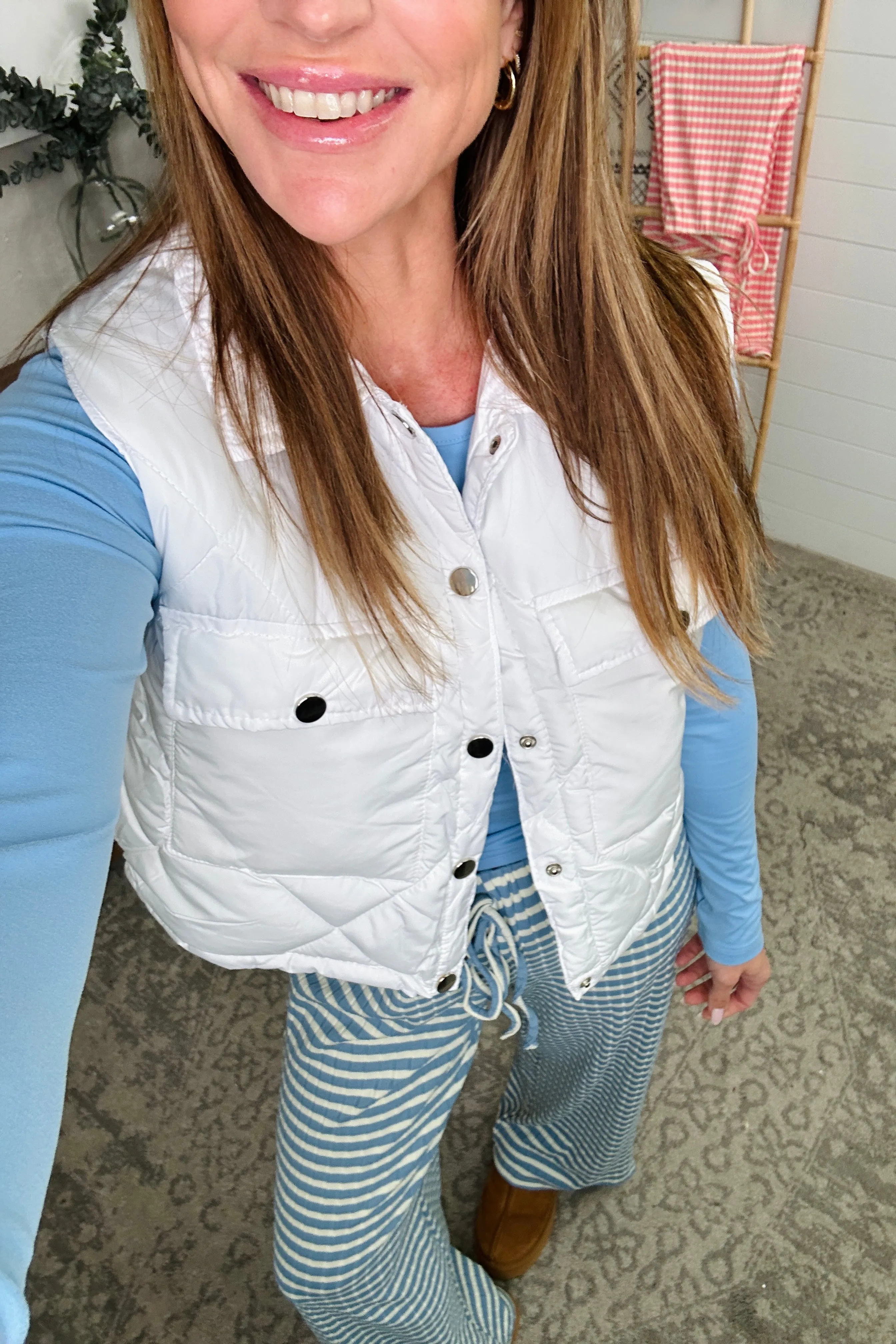 Snobbish Snap Down Quilted Crop Vest