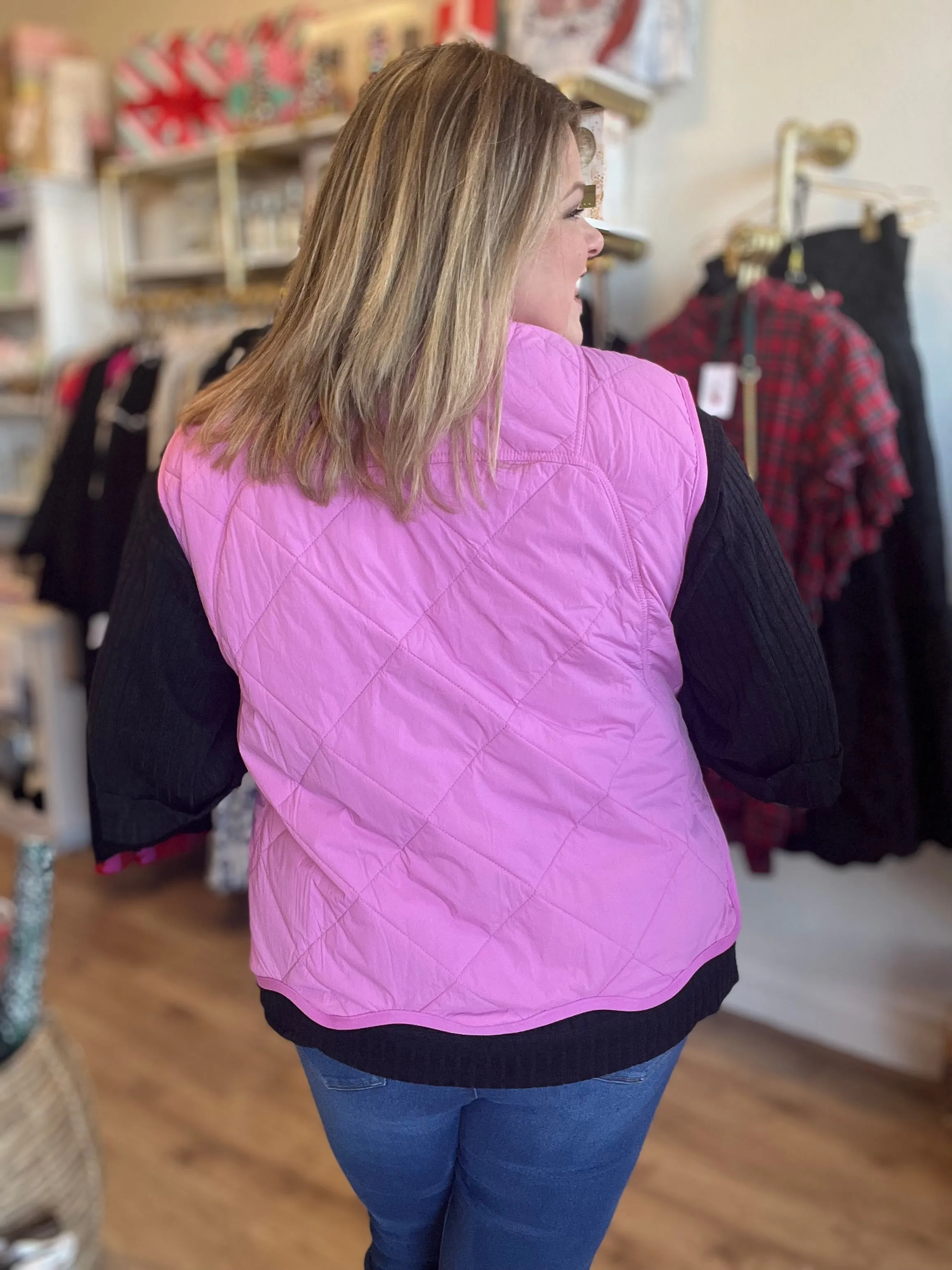 “Snow Bunny” Curvy Pink Scalloped Vest - FINAL SALE