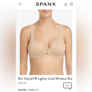 SPANX® Bra-llelujah!® Wireless Bra, Women’s size 34D Lightly Lined, tan color.