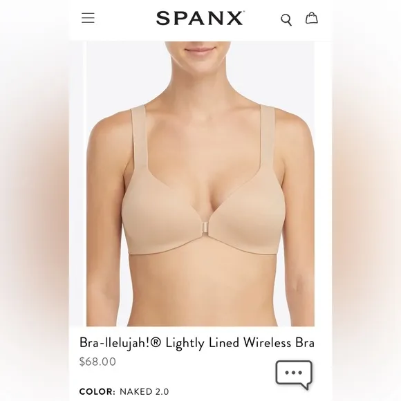 SPANX® Bra-llelujah!® Wireless Bra, Women’s size 34D Lightly Lined, tan color.