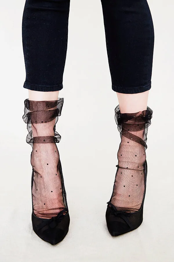 Sparkle Plumetis Superfine Tulle Socks | Ghost/Diamond