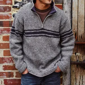Sporty Quarter-Zip Knit Sweater