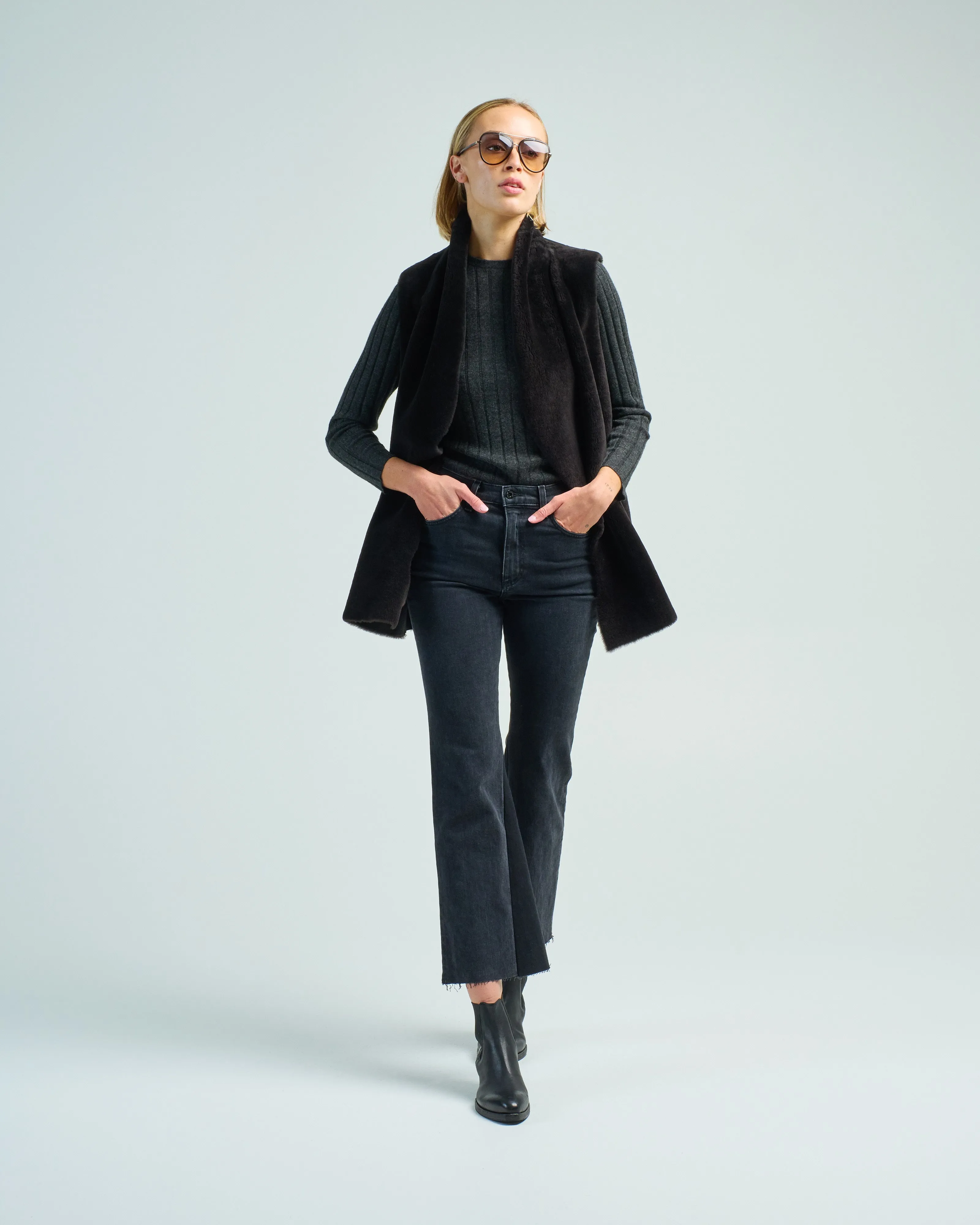 straight merino midlength gilet