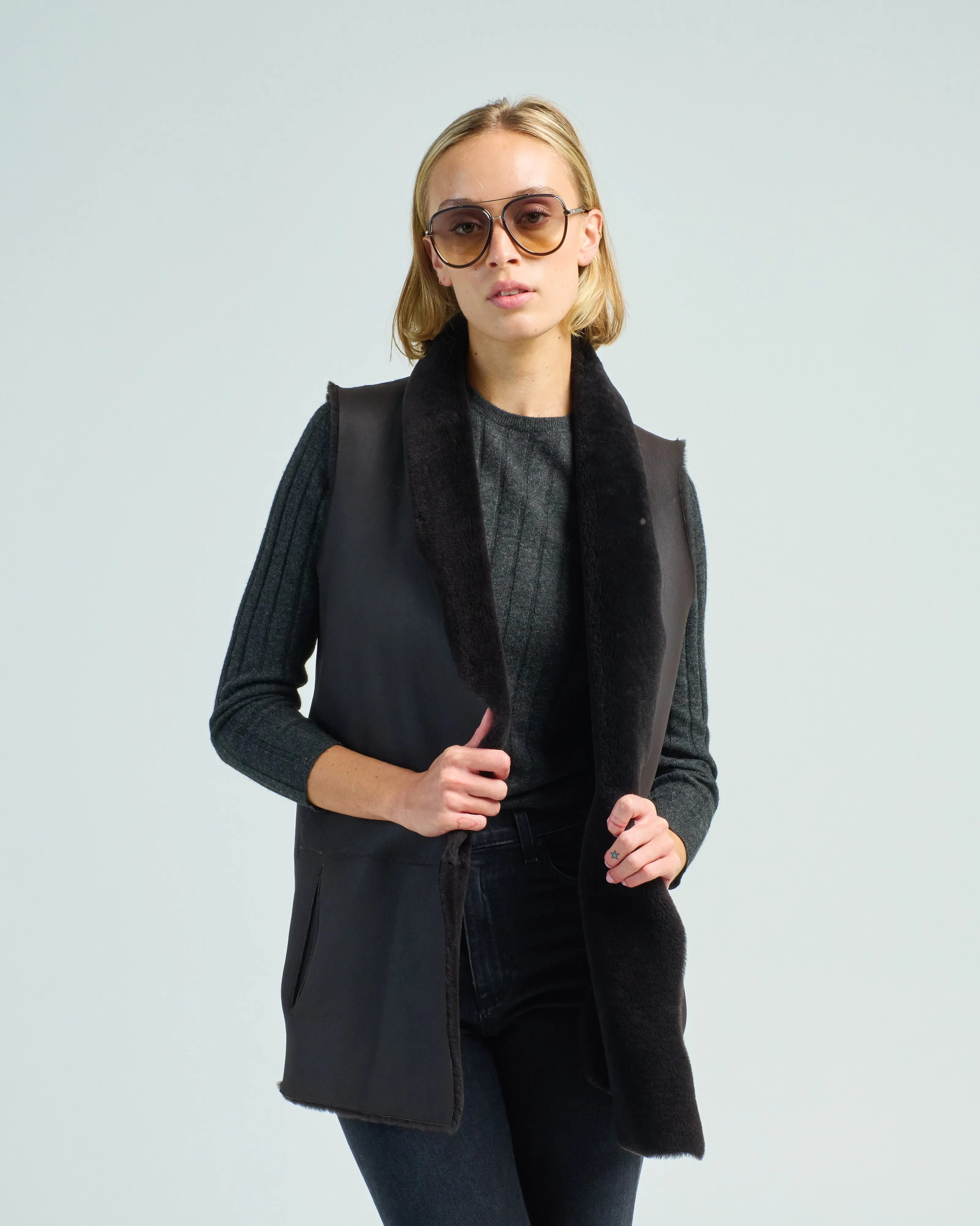 straight merino midlength gilet