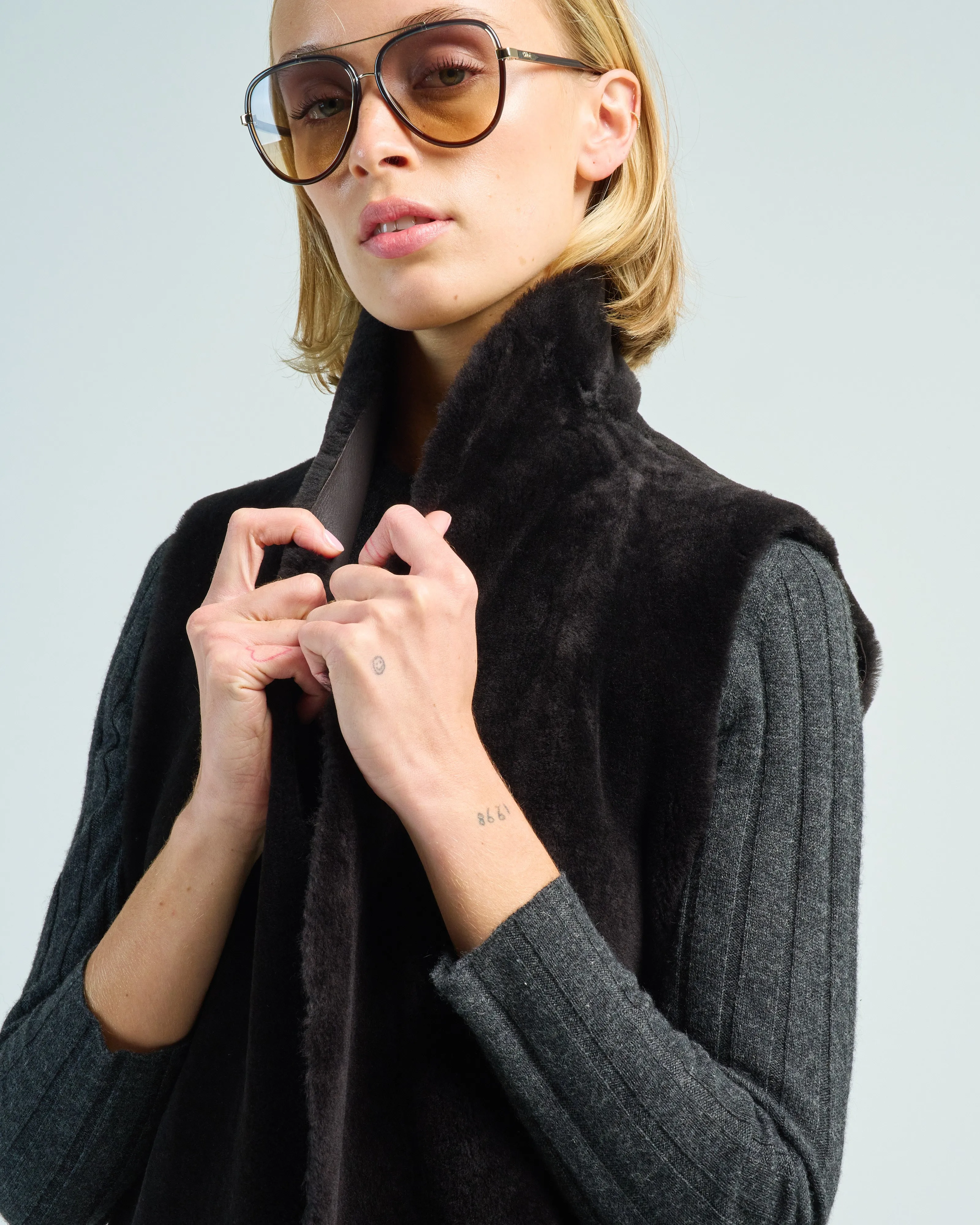 straight merino midlength gilet