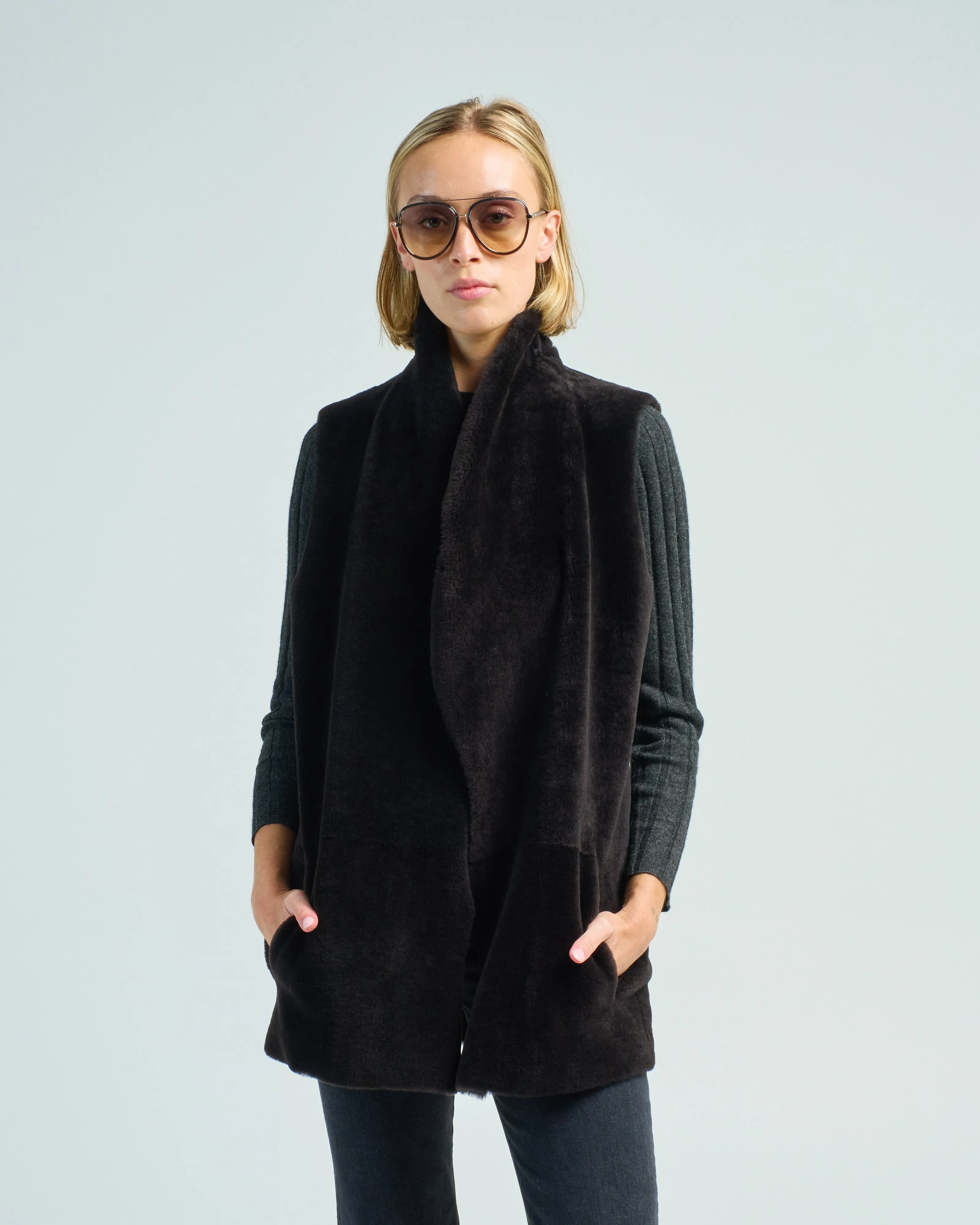 straight merino midlength gilet
