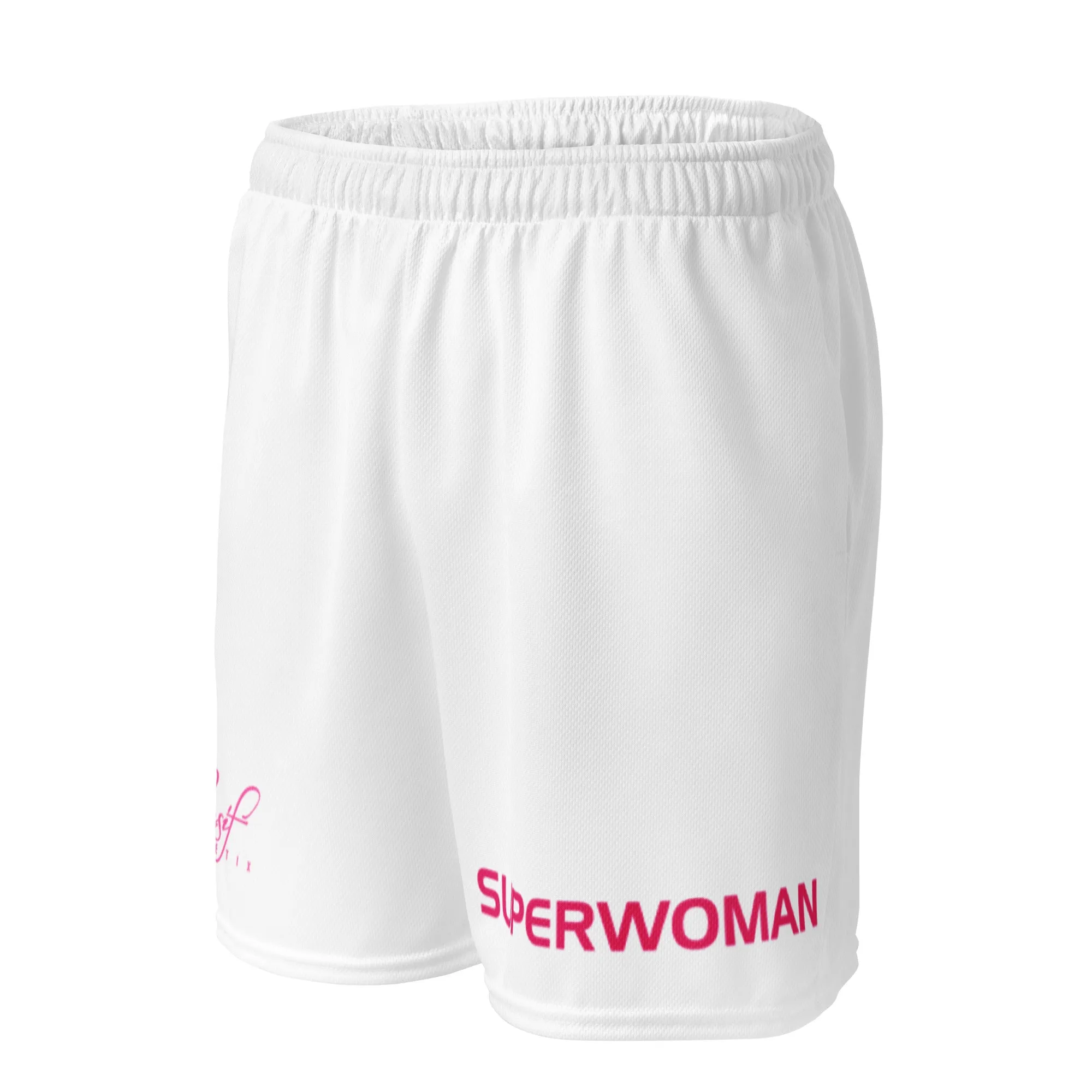 SUPERWOMAN BY XCLUSIF POETIX WHITE & PINK Unisex mesh shorts