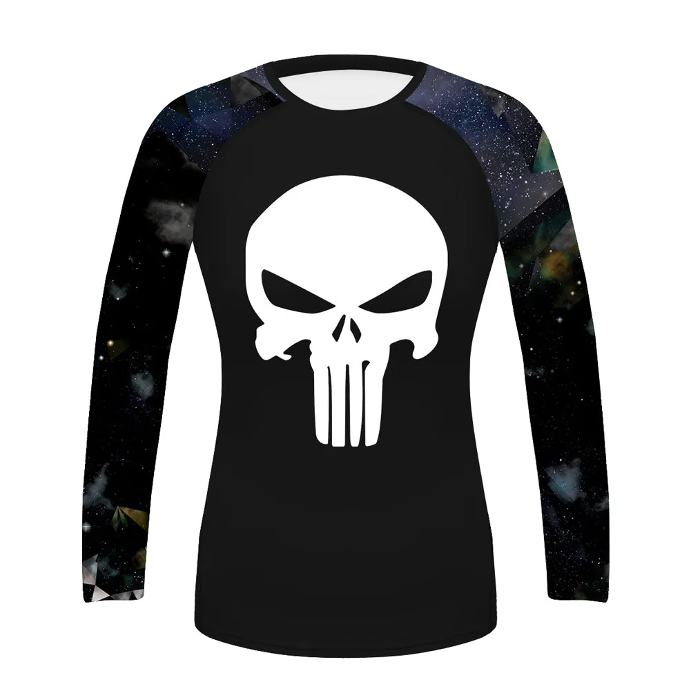 THE BONES SKULL BJJ RASH GUARD FOR WOMEN