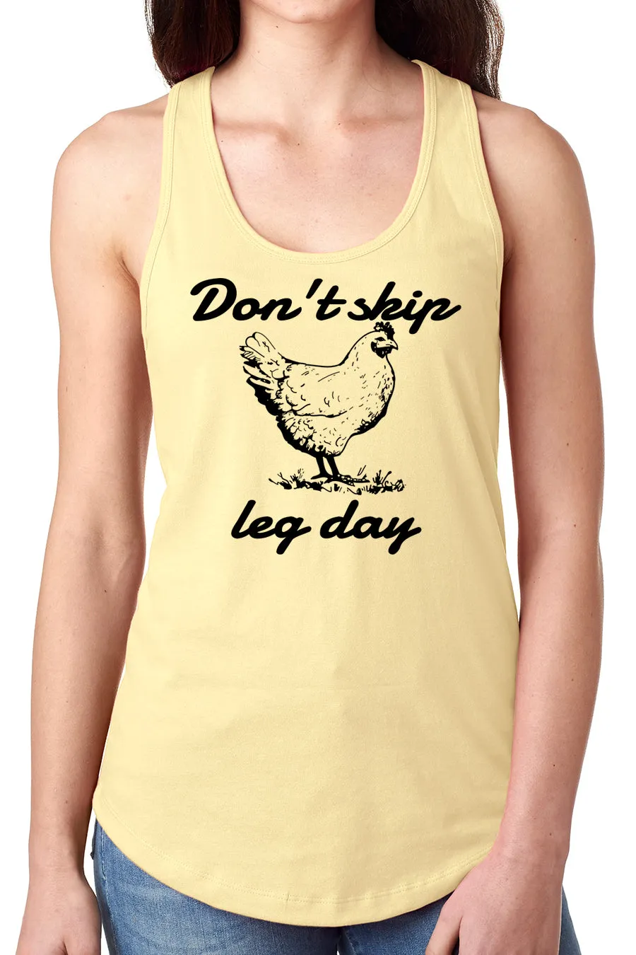 Think Out Loud Apparel Don't Skip Leg Day Funny Gym Tank Top Fitness Apparel Humor