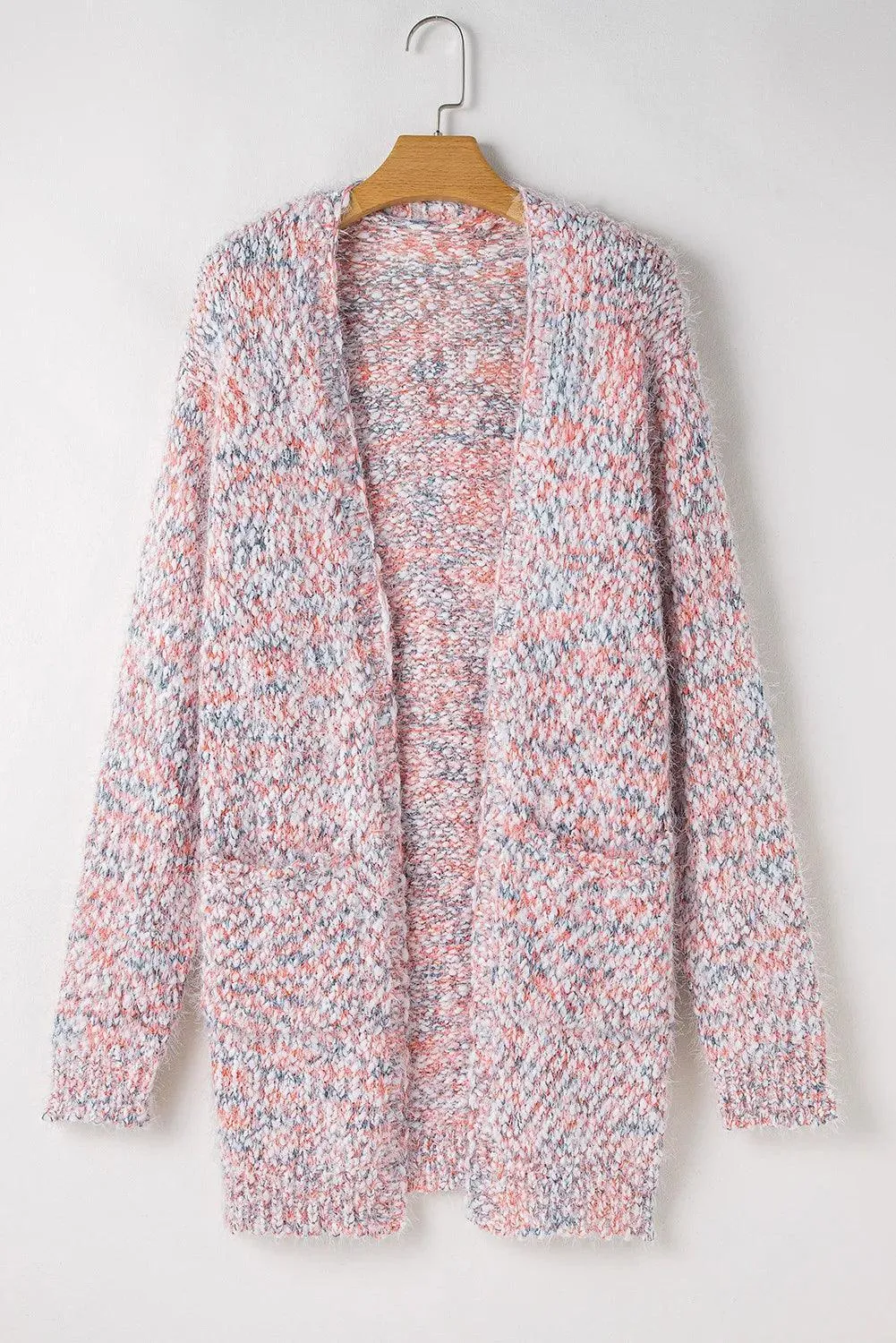 Trendy Pocketed Open Front Long Sleeve Cardigan