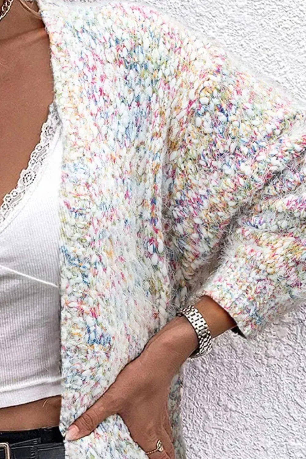 Trendy Pocketed Open Front Long Sleeve Cardigan