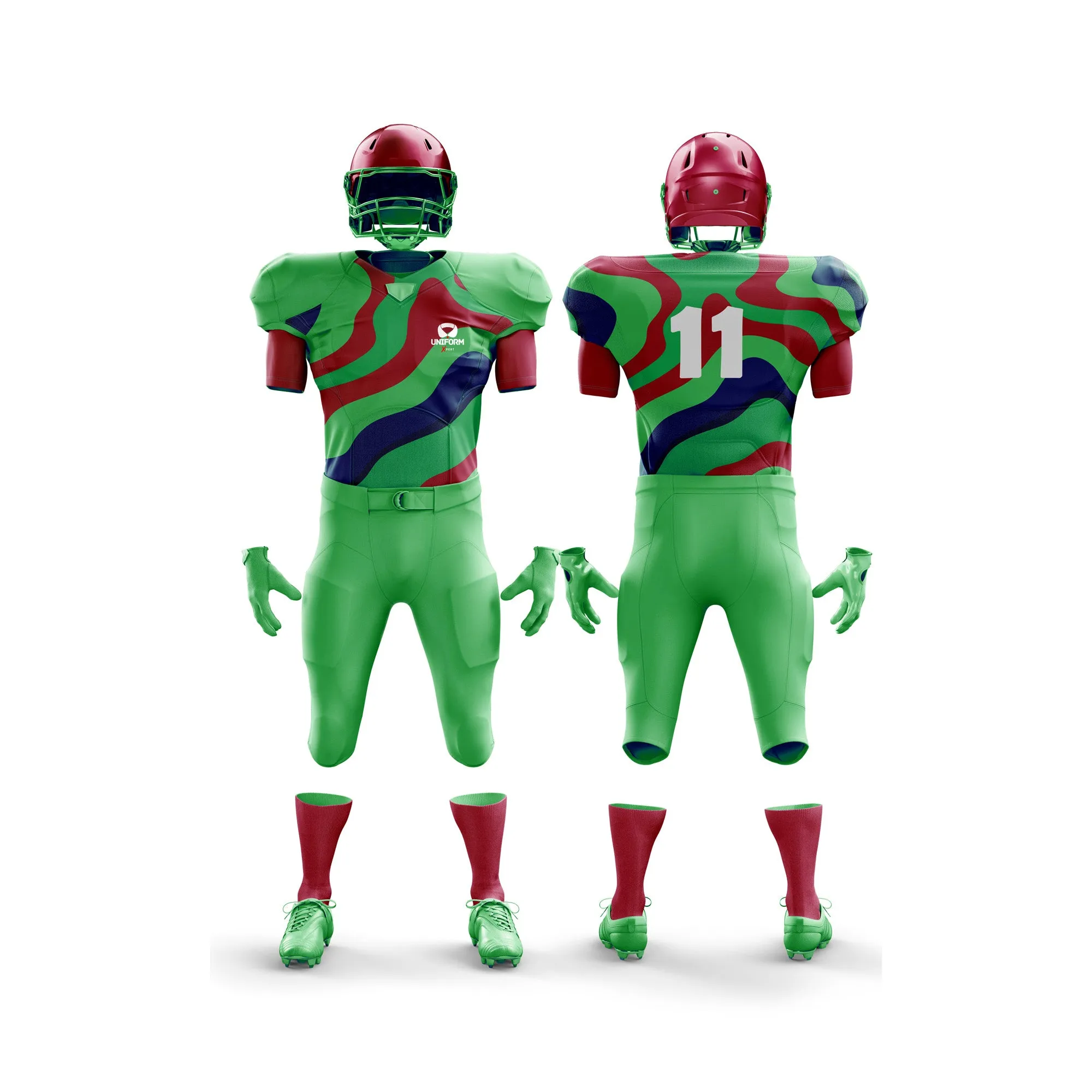 Uniform Xpert American Football Uniform: Premium Performance Gear for Athletes in USA, UK, Canada, featuring Moisture-Wicking Technology, Reinforced Seams, and Sleek Design.