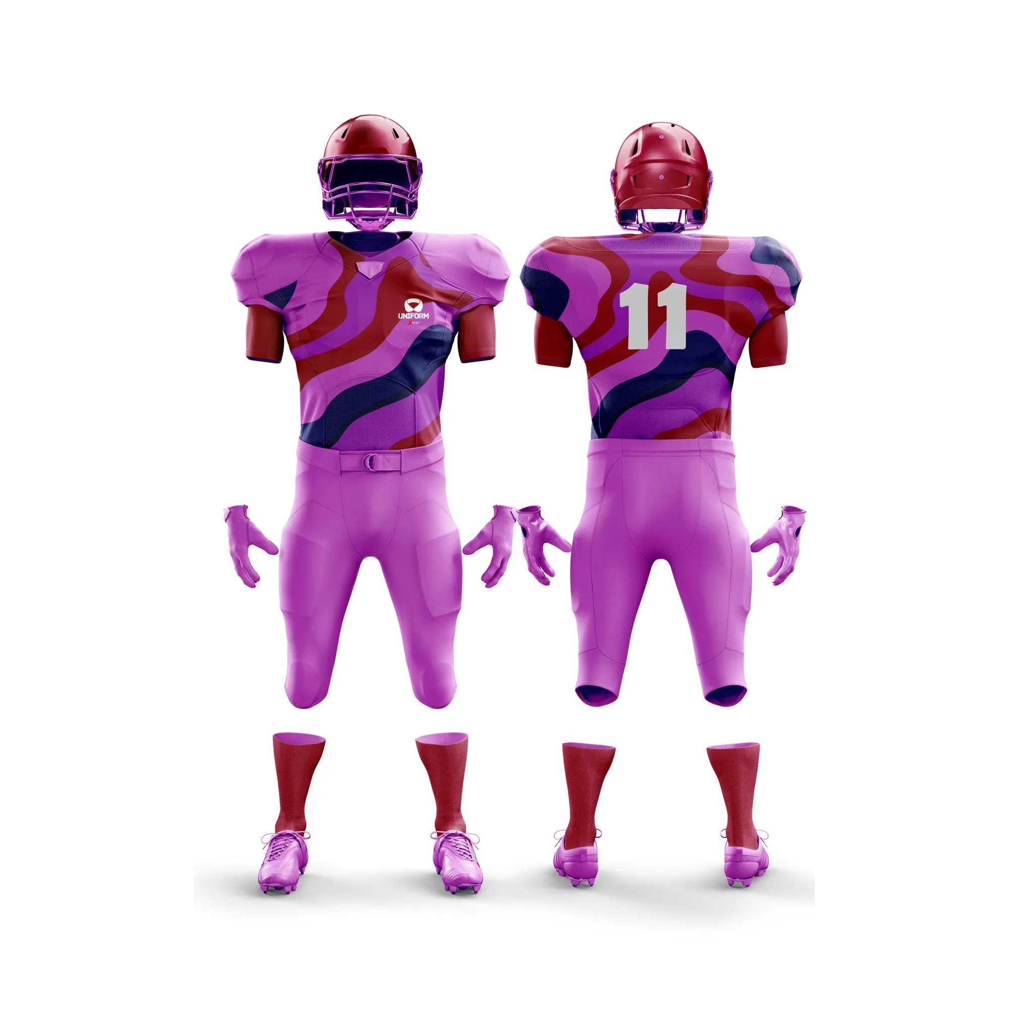 Uniform Xpert American Football Uniform: Premium Performance Gear for Athletes in USA, UK, Canada, featuring Moisture-Wicking Technology, Reinforced Seams, and Sleek Design.