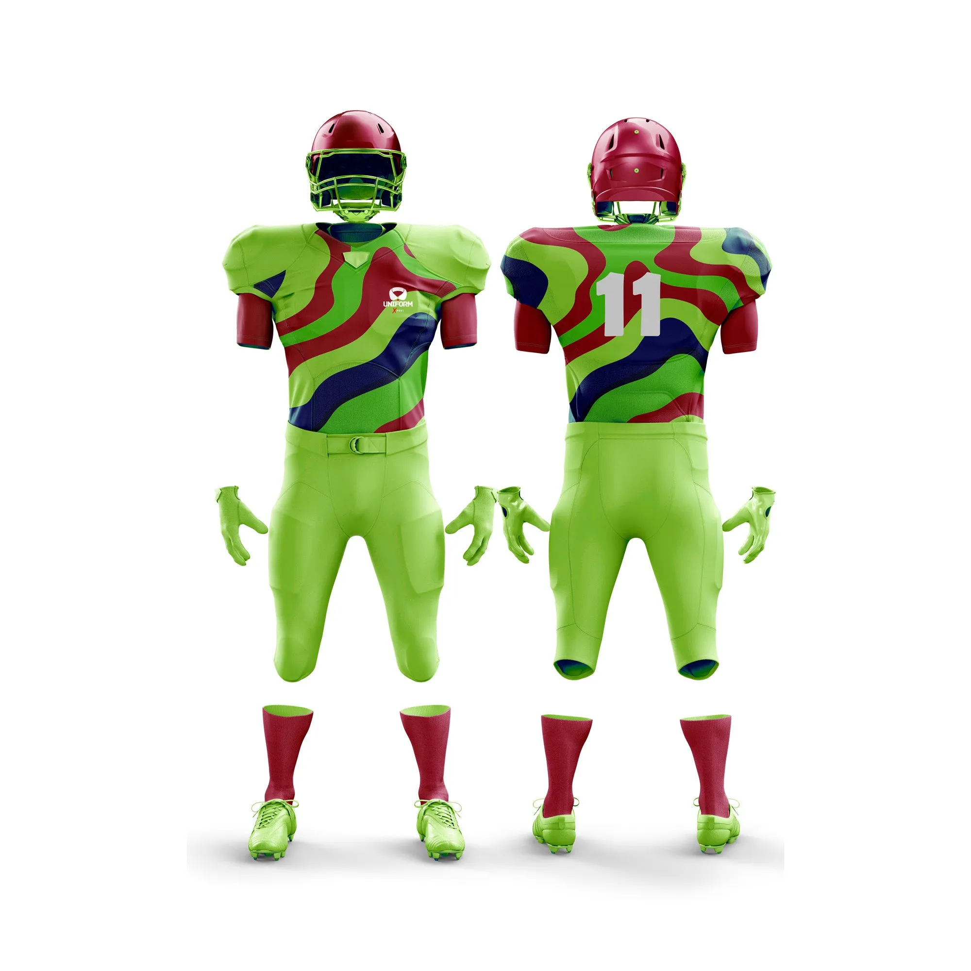 Uniform Xpert American Football Uniform: Premium Performance Gear for Athletes in USA, UK, Canada, featuring Moisture-Wicking Technology, Reinforced Seams, and Sleek Design.