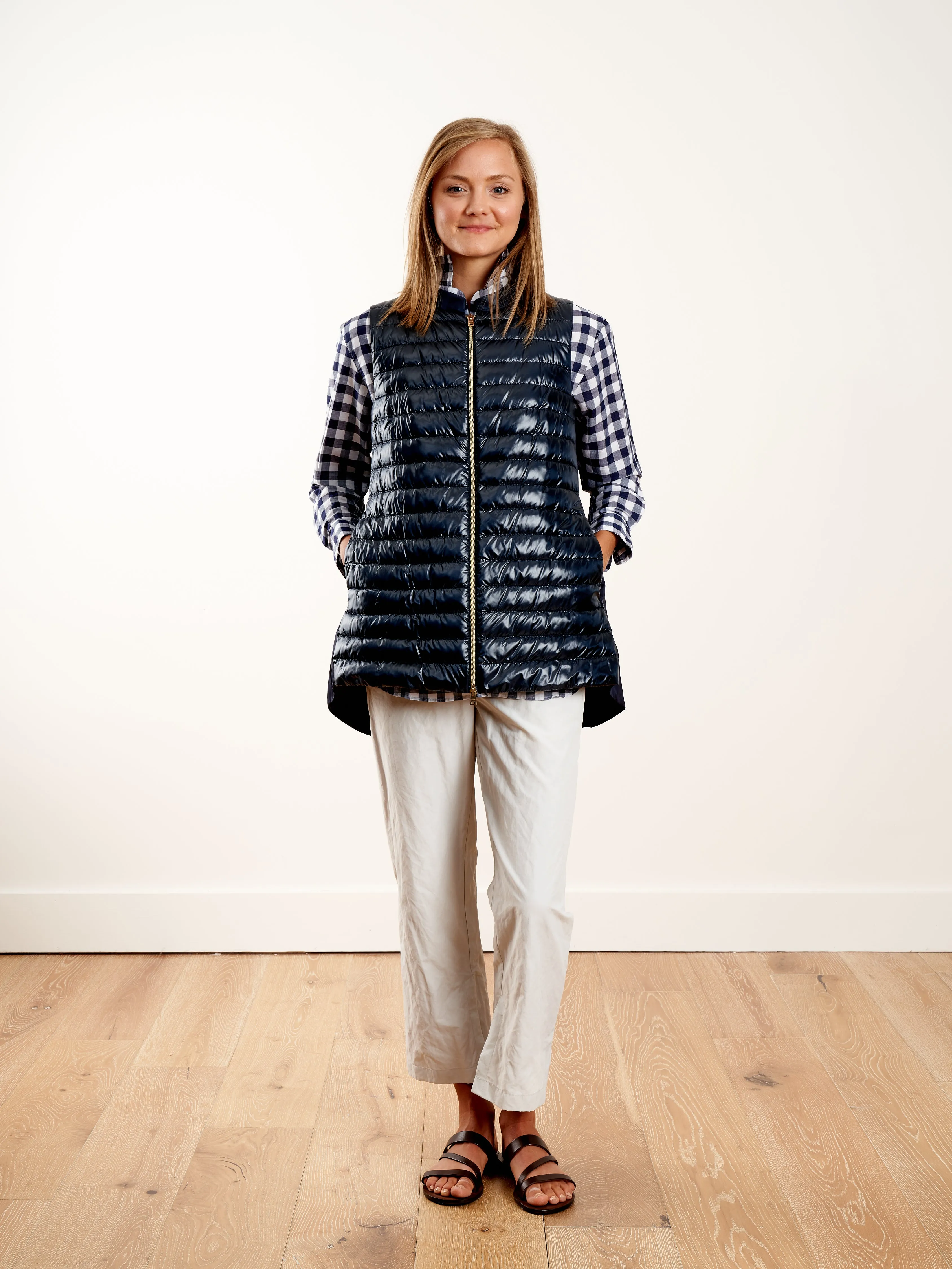 vest w/taffeta back - navy