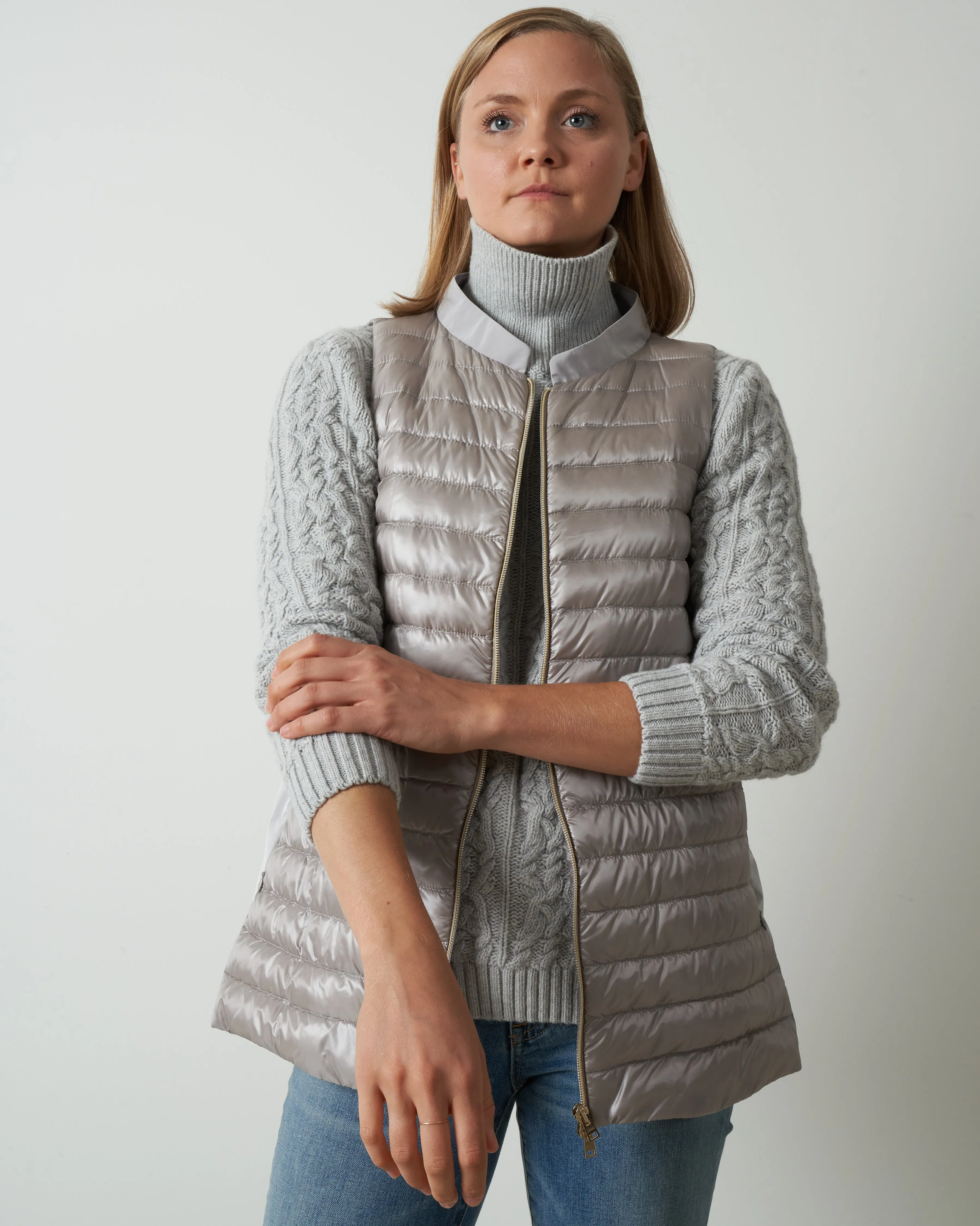 vest w/taffeta back - silver