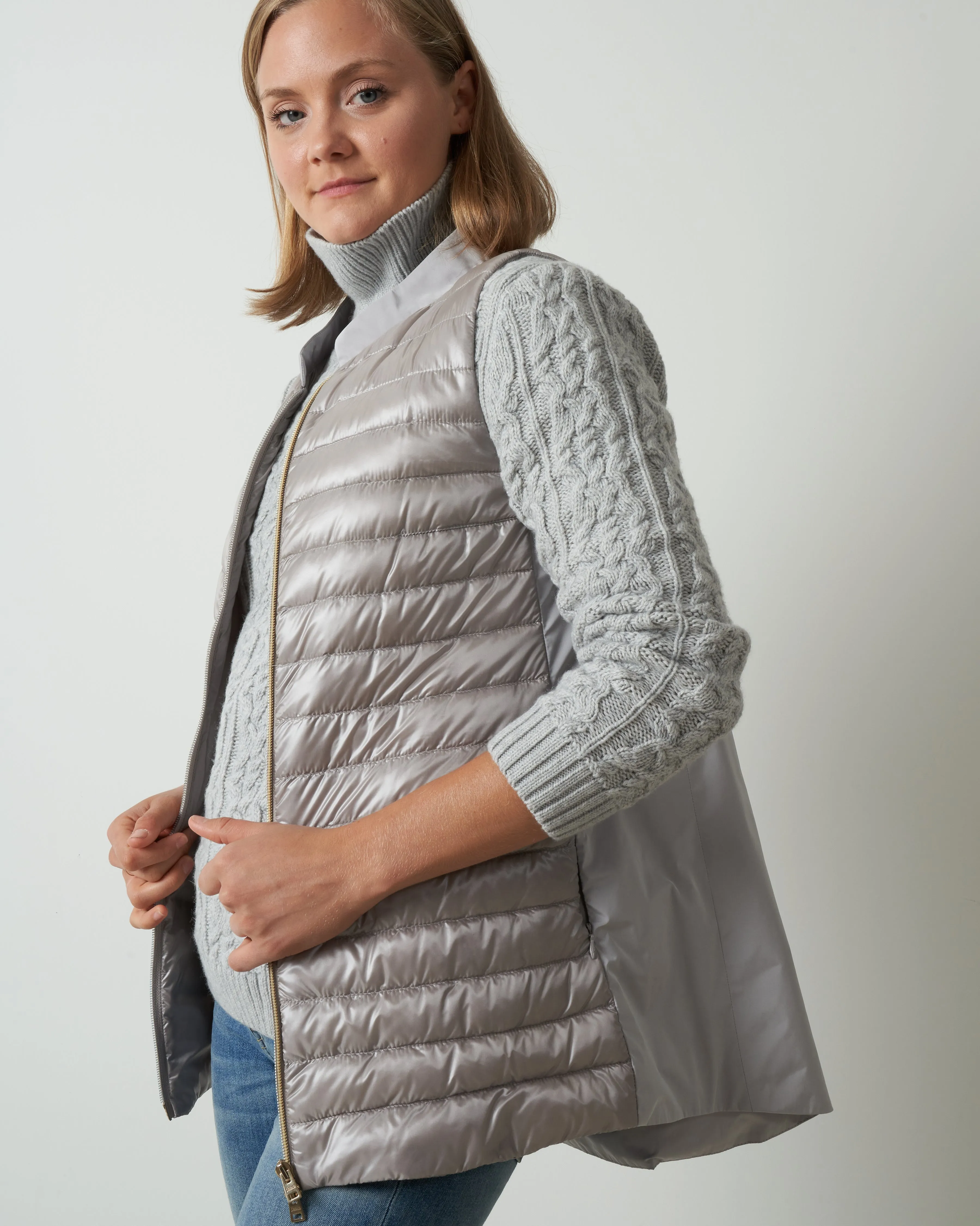 vest w/taffeta back - silver
