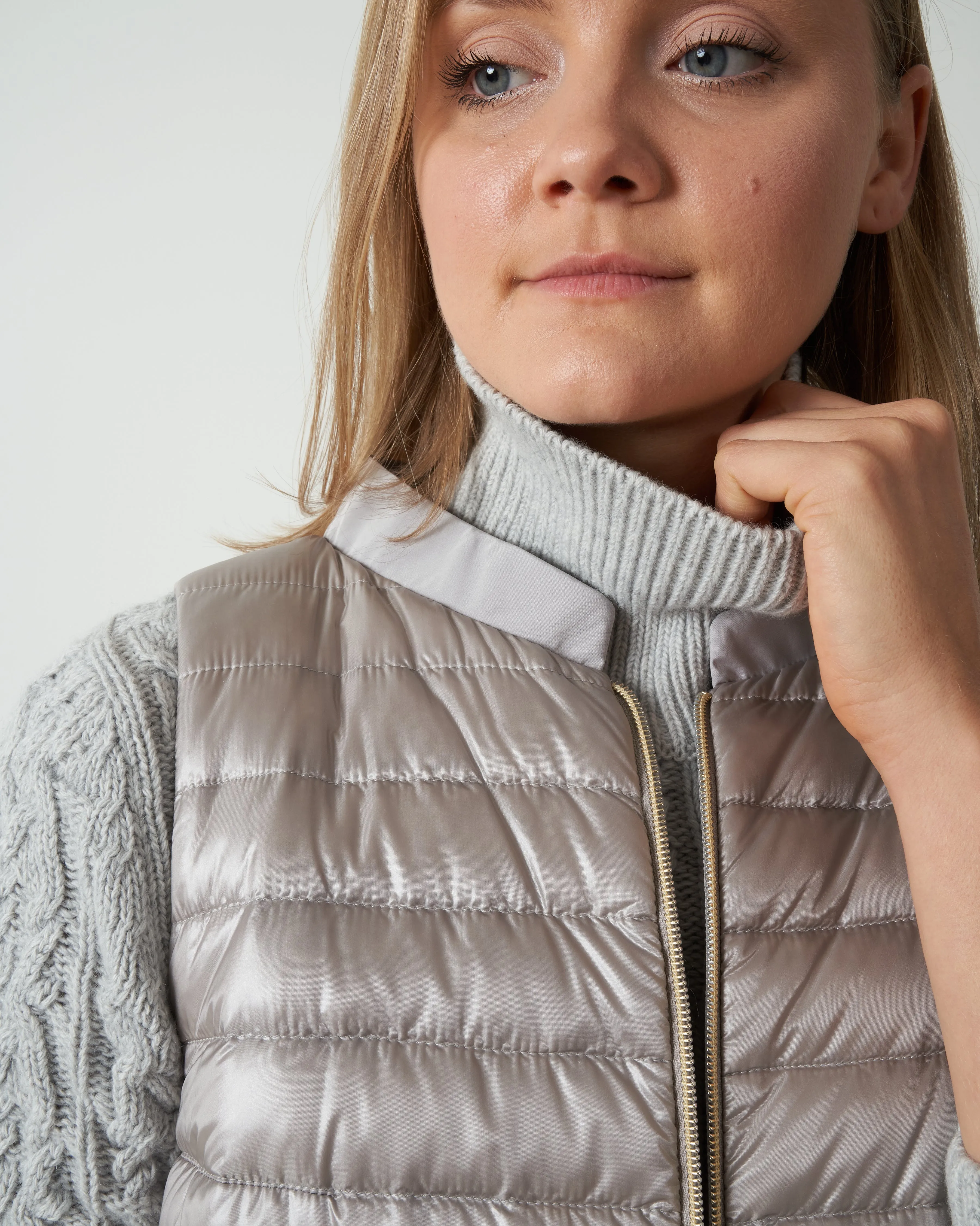 vest w/taffeta back - silver