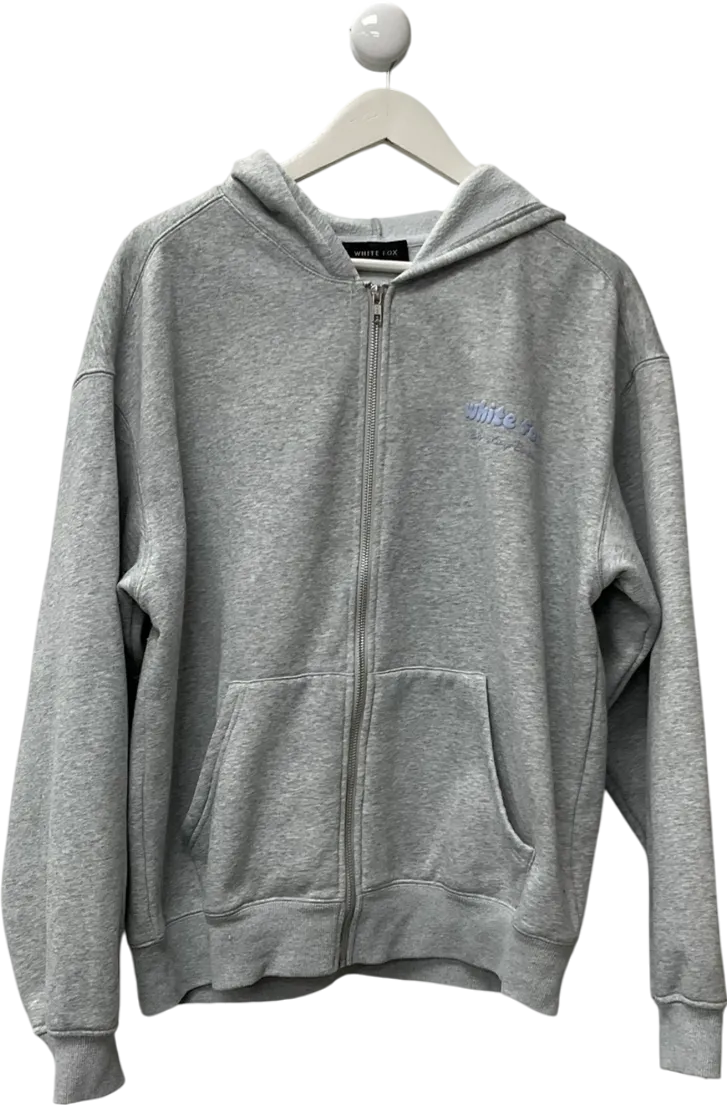 White Fox Grey Zip Front Hoodie UK M/L