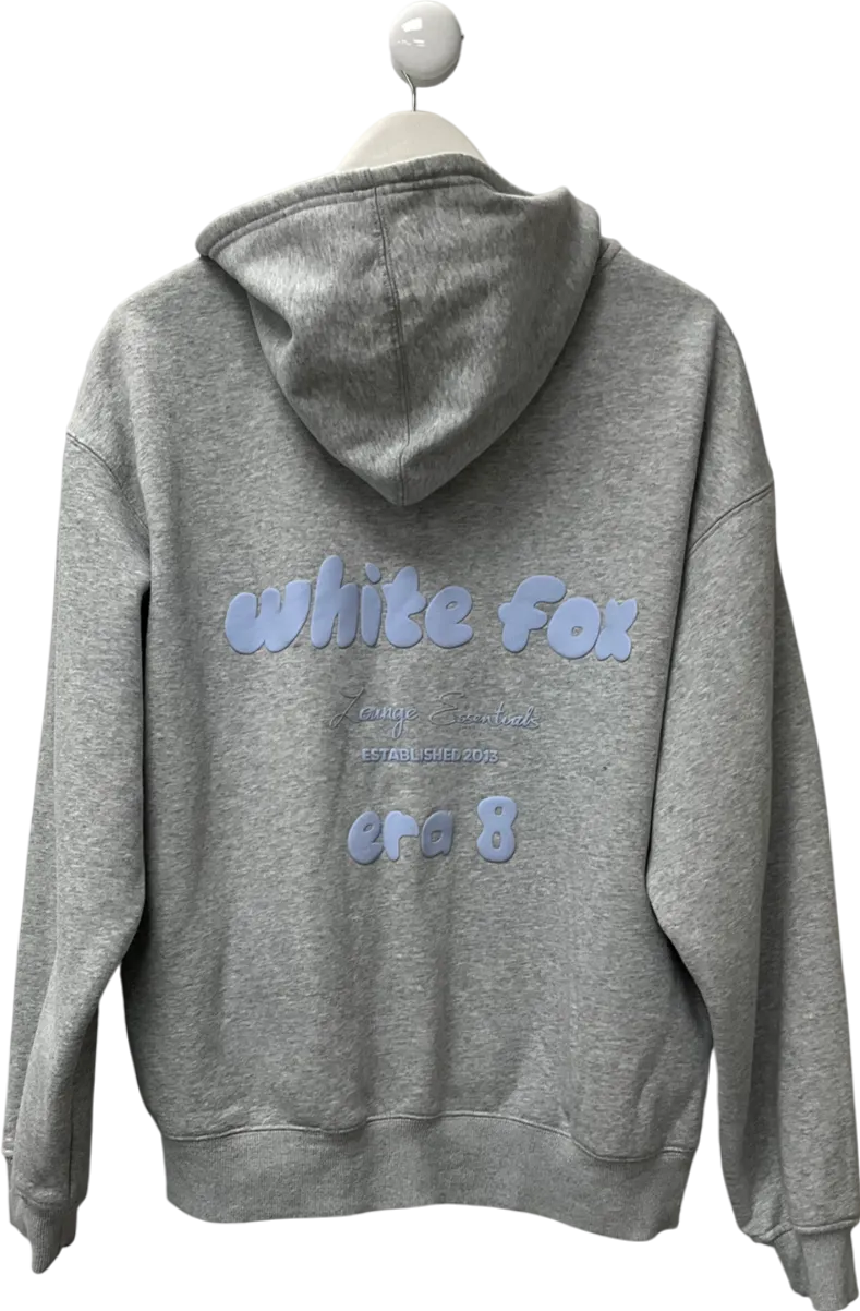 White Fox Grey Zip Front Hoodie UK M/L