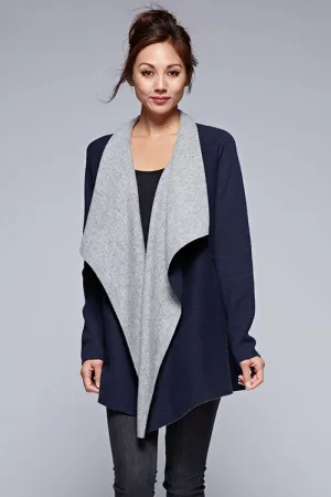 Wide Lapel Mid Length Cardigan