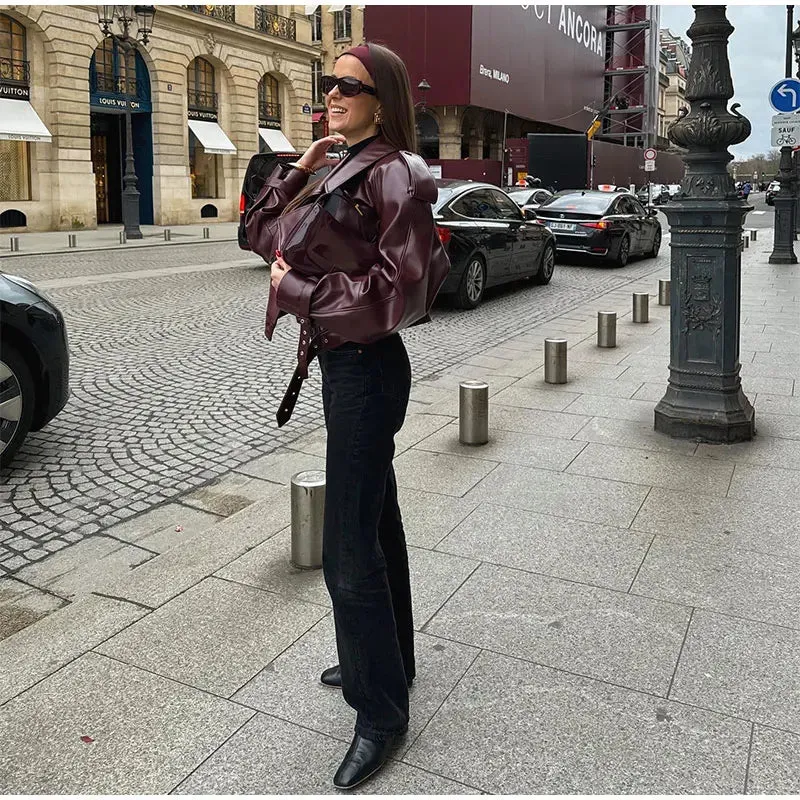 Winta - Chic Cropped Leather Jacket