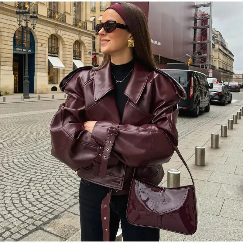 Winta - Chic Cropped Leather Jacket