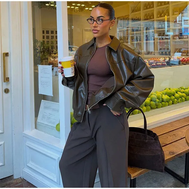Winta - Chic Cropped Leather Jacket