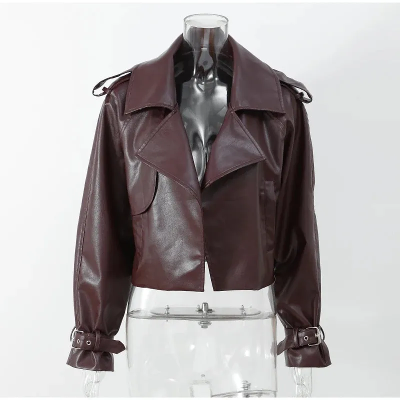 Winta - Chic Cropped Leather Jacket
