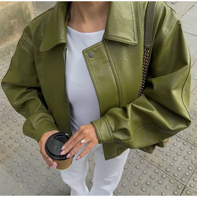 Winta - Chic Cropped Leather Jacket