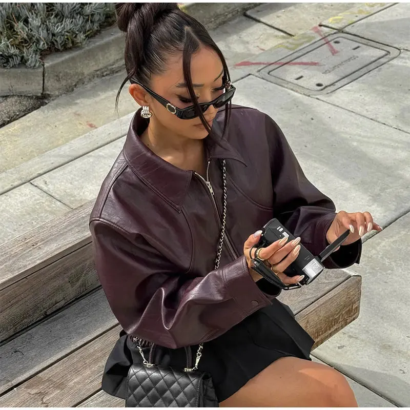 Winta - Chic Cropped Leather Jacket