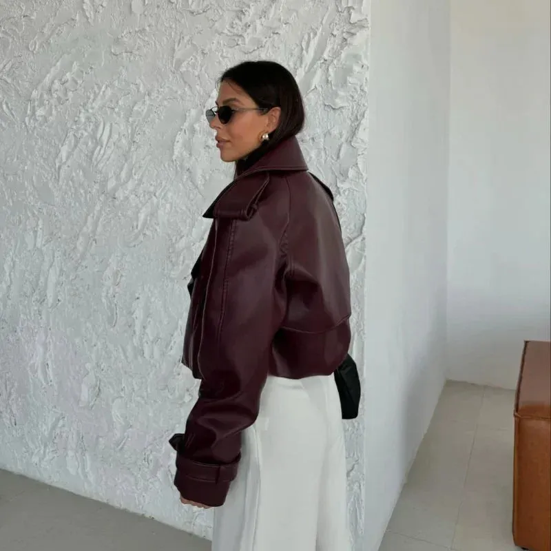 Winta - Chic Cropped Leather Jacket