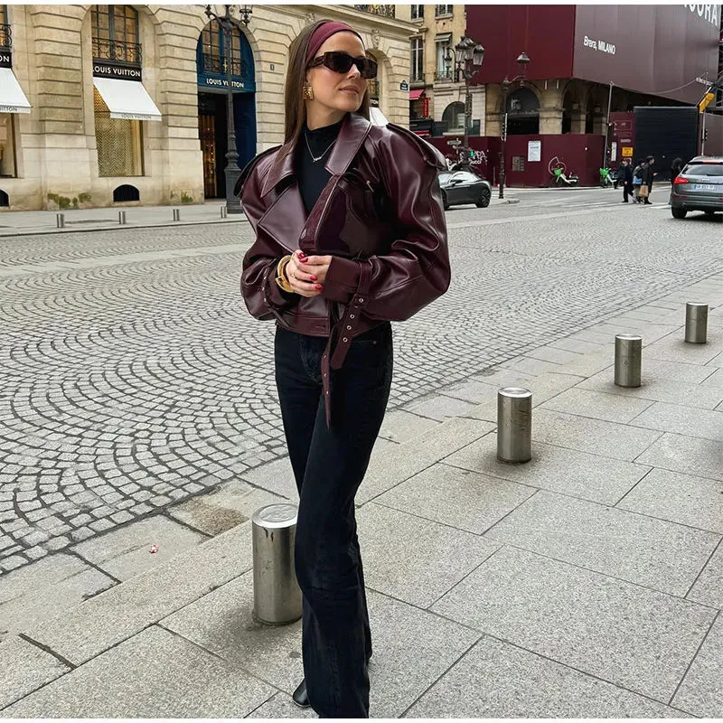 Winta - Chic Cropped Leather Jacket