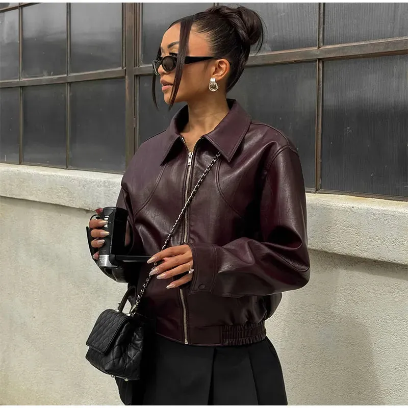 Winta - Chic Cropped Leather Jacket