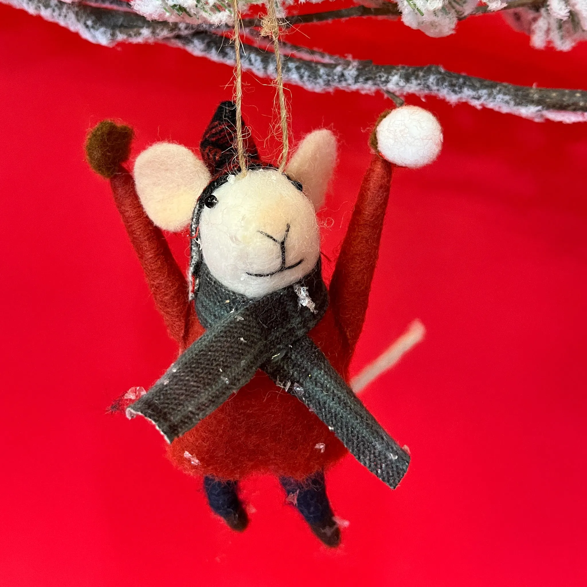 Winter Sports Felt Mice Ornaments - Set of 3