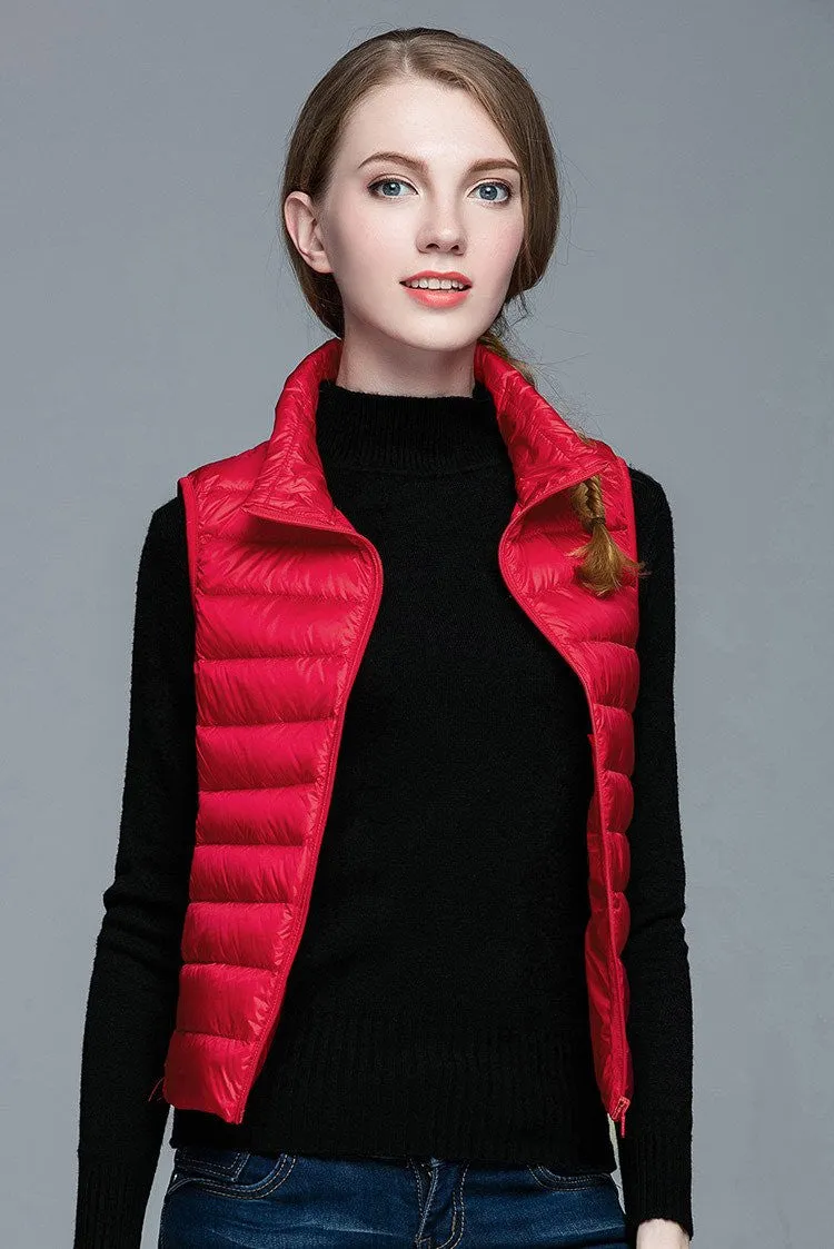 Women 90% White Duck Down Vest Women's Ultra Light Duck Down Vest Jacket Sleeveless Coat