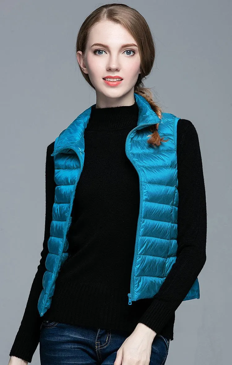 Women 90% White Duck Down Vest Women's Ultra Light Duck Down Vest Jacket Sleeveless Coat