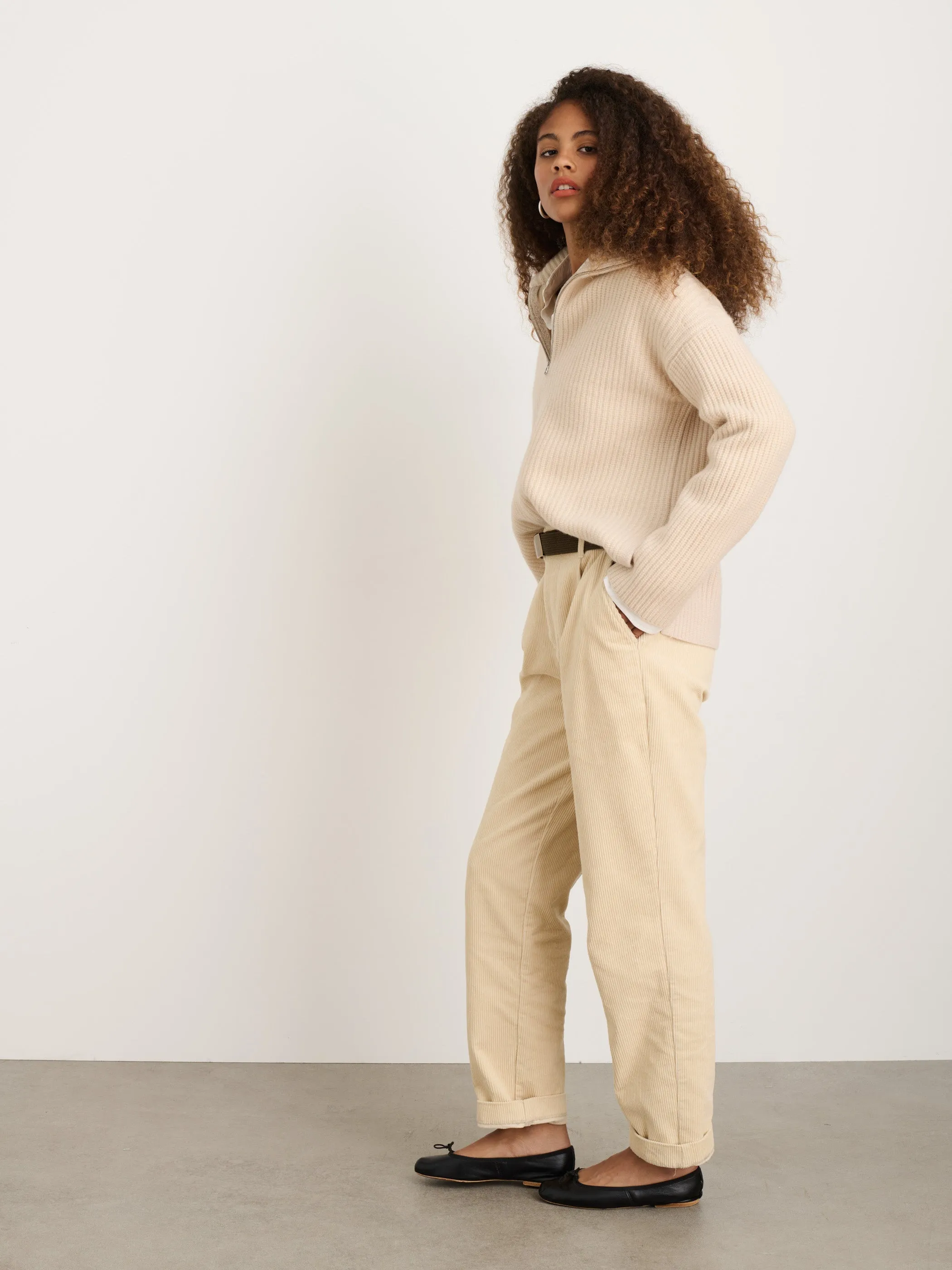Women | Felix Zip Sweater | Merino Wool Buttermilk