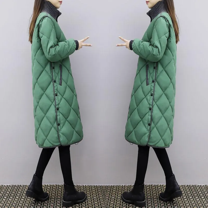 Women's Autumn and Winter Women's Lightweight Mid-length Korean Style Loose Large Size Fashionable Cotton Jacket